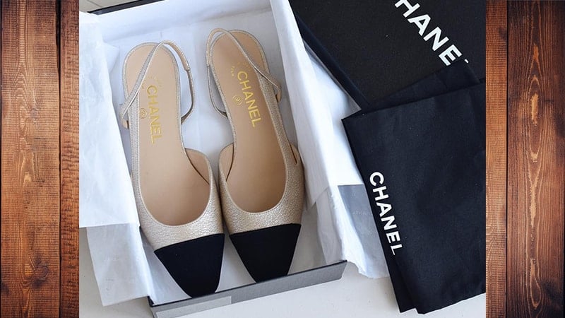 Model Sepatu Sandal Wanita - Sepatu Sandal Slingback Dwi Warna Chanel